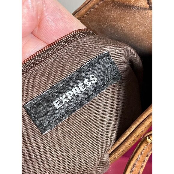 Express Y2K Leather Bag Brown Shoulder Purse 80s Western Boho Hippie Indie Retro - Picture 2 of 10